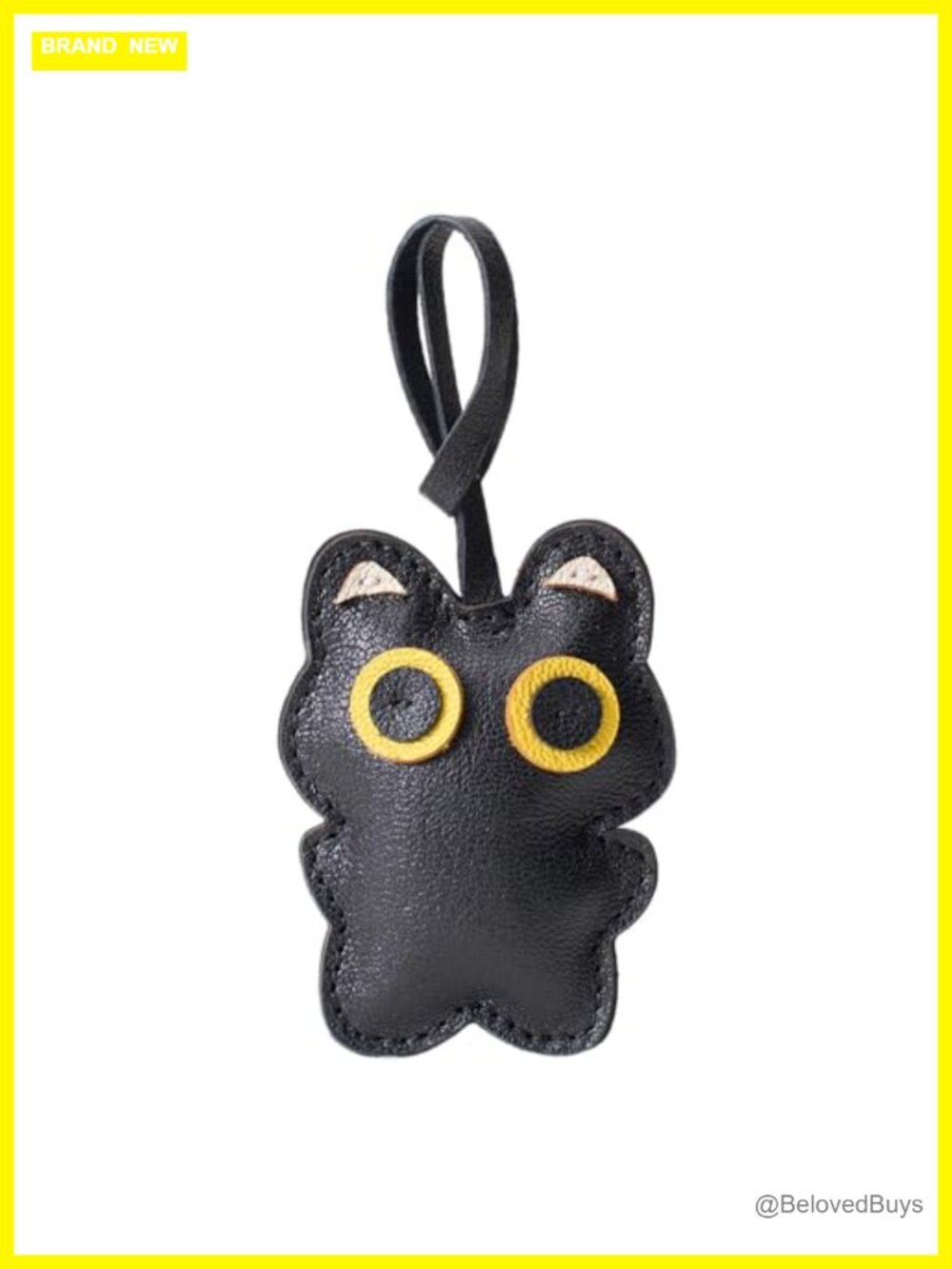 Black Cat Bag Charm Faux Leather PU Purse Accessory Keychain Gift